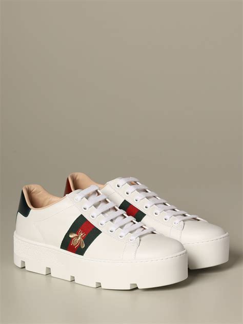 white trainers gucci|Gucci white platform sneakers.